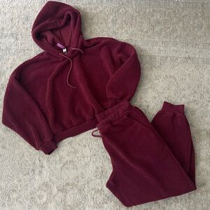 Adore Me Burgundy Hoodie and Pants Jogger Set size L